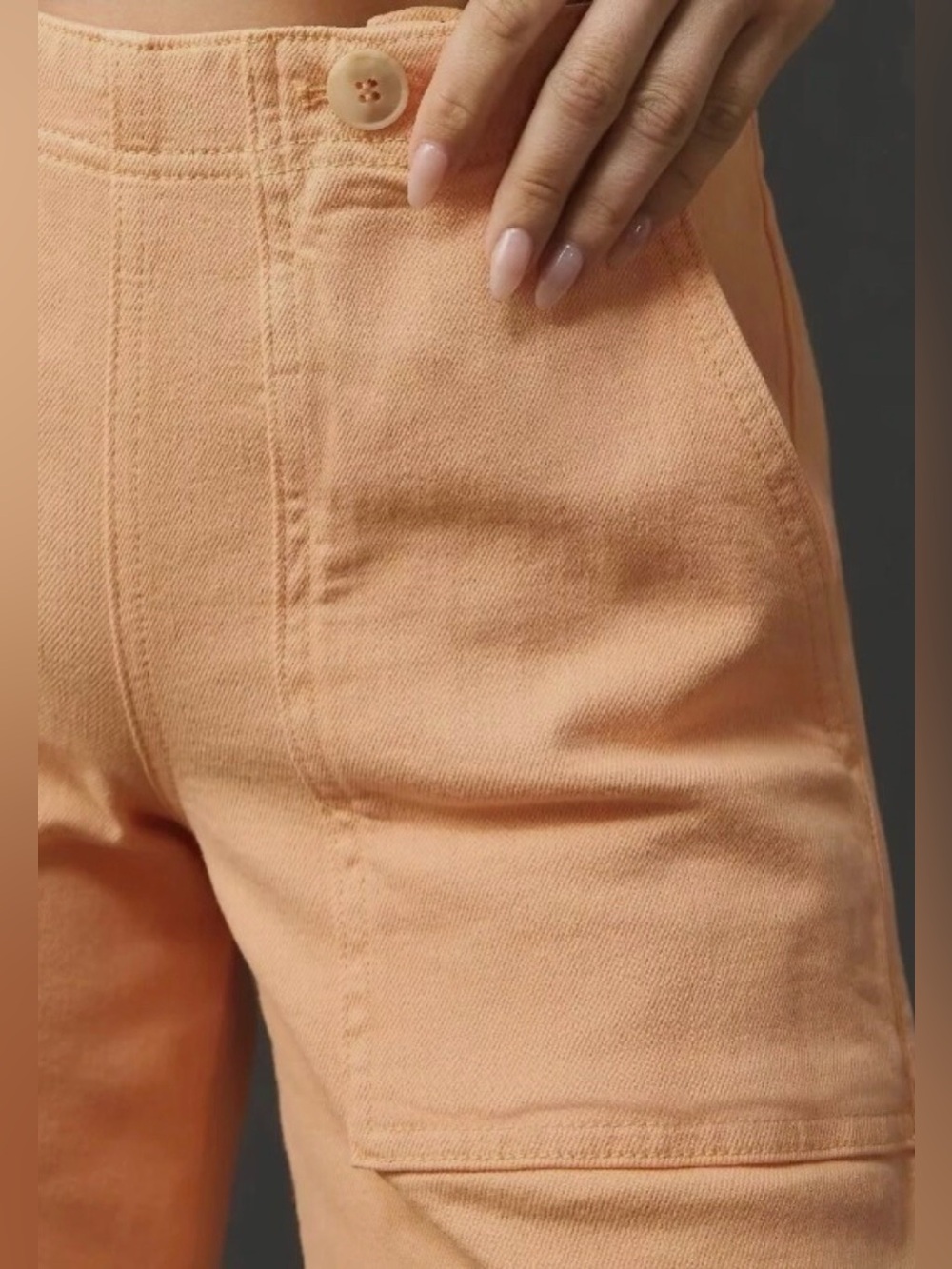 Anthropologie Pilcro The Kit Cropped Wide-Leg Utility Trousers Peach size 26 - Picture 5 of 15
